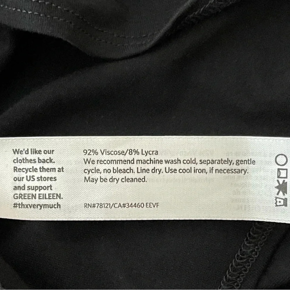 Eileen Fisher Elbow-Sleeve Viscose Jersey Tunic in Black minimalist comfy - Picture 9 of 10